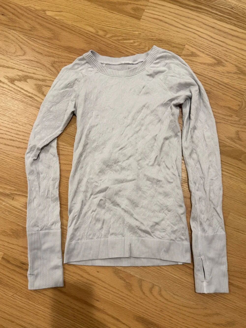 Lululemon White Floral Textured Long Sleeve Pullover Top